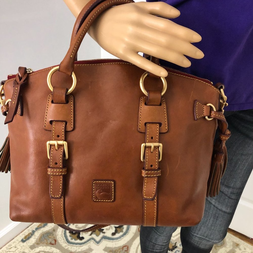 Dooney & Bourke tan  brown leather Florentine Bristol Satchel hand bag .